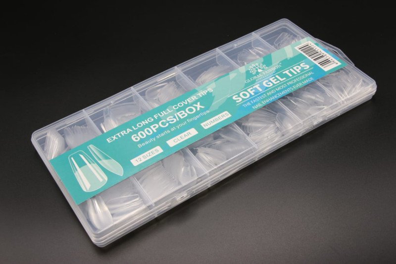 Soft Gel Tips Transparency Extra Long Full C - 600pcs